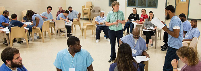 Link to Focus magazine on prison education: Unlocking Lives Large-group discussions—like this one among a mixed group of incarcerated and non-imprisoned students at the minimum-security Cambria Community Center—create unique learning opportunities for both populations.