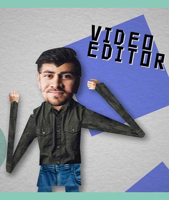 Stick figure video edito man.